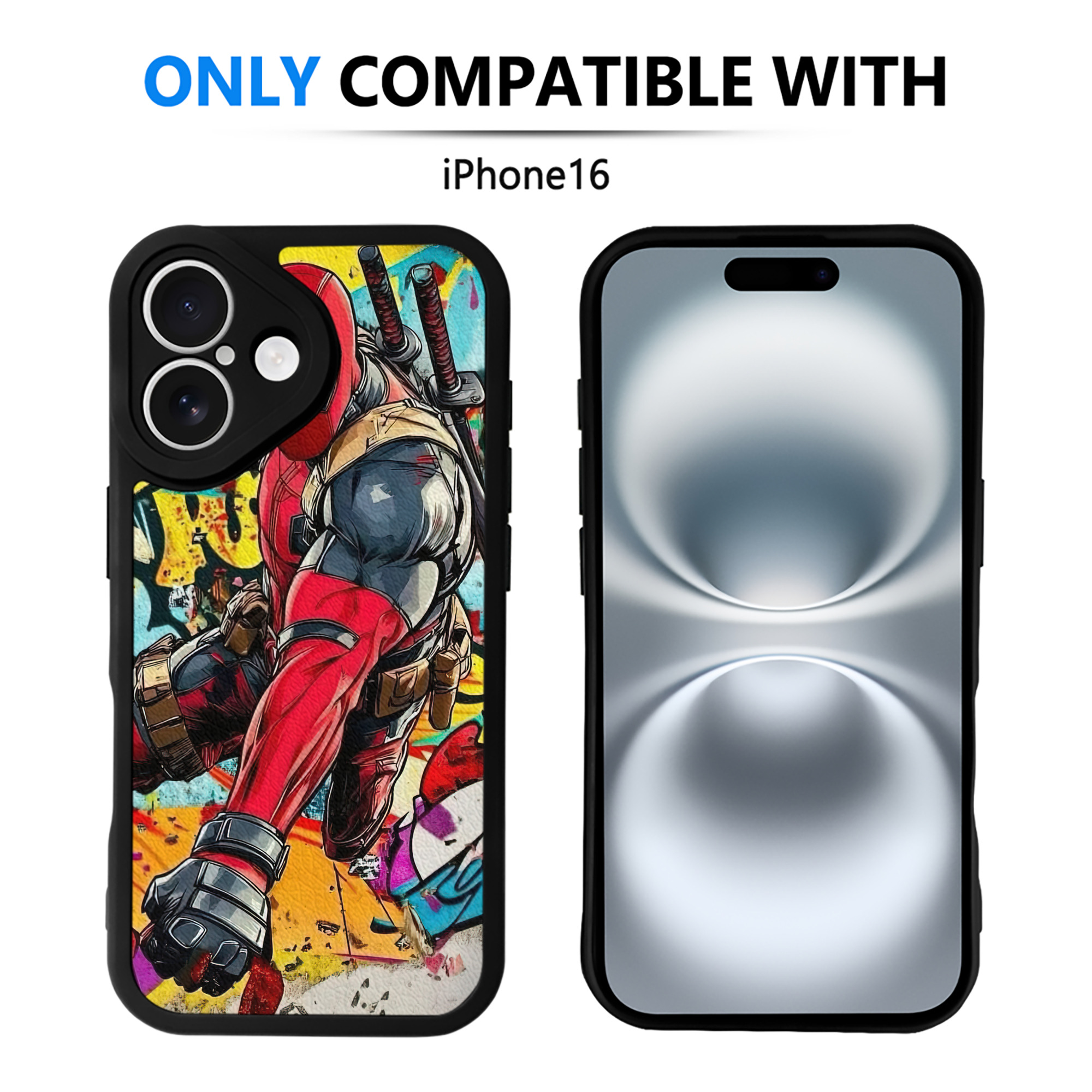 （画像用） Deadpool デッドプール 【iPhone 16シリーズ対応】シリコンスマホケース（レザー調） 材質：シリコン
